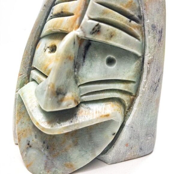 *Rare* Six Nations Iroquois False Faces SIGNED Soapstone Sculpture - Picture 13 of 13